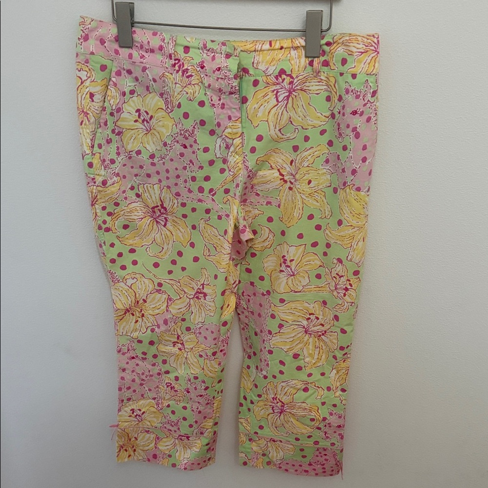 Lilly Pulitzer Lime, Yellow & Pink Floral Crop Pants